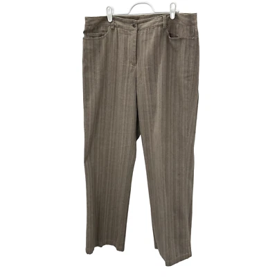 Rafaella Womens Stretch Pants Size 16 Light Brown Striped - Image 1 of 4