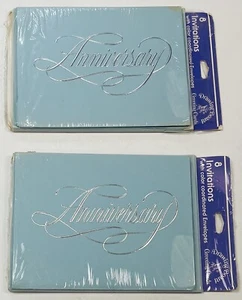 2 VTG 1970s 8pks (16 Total) DRAWING BOARD Blue Anniversary Party INVITATIONS NIP - Picture 1 of 4