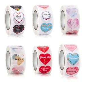Heart Shaped 500pcs/roll Label Sticker Thank You Stickers Seal Stickers - Picture 1 of 17