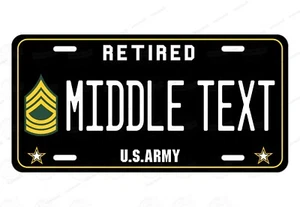 ARMY Master Sergeant Retired Black Metal License Plate Auto ATV Motorcycle bike - Picture 1 of 12