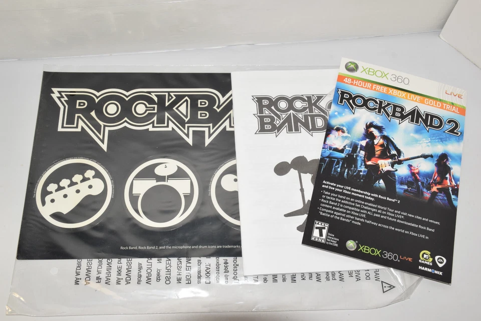 Rock Band 2 Sticker Decal Sheet + Guitar and Drum Manual - (NEW) - Image 1 of 3