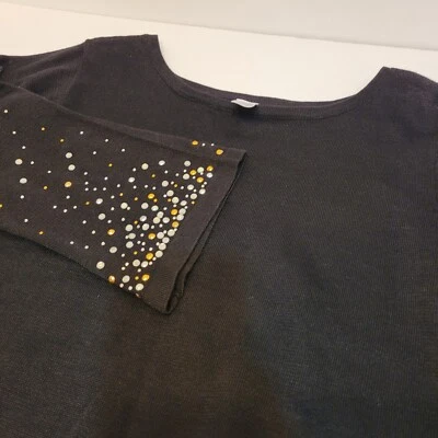 Suéter Mujer Negro Con Mangas Tachonadas Sin Marca, Talla XL Foto 1 de 4