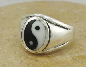 MEN'S .925 STERLING SILVER YIN YANG RING size 9  style# r1971 - Picture 1 of 1