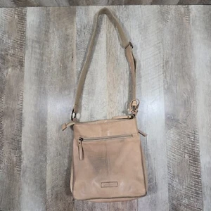 Lucky Brand Shoulder Bag Purse Brown Leather Chevron Boho Hippy - Needs Cleaning - Picture 1 of 19