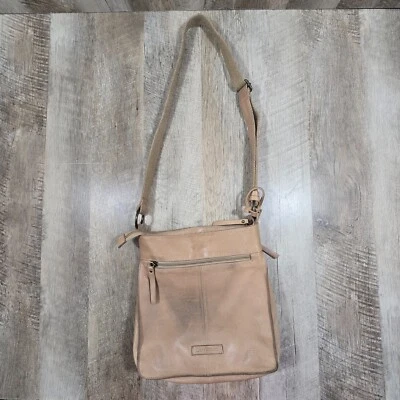 Bolso de Hombro Marca Lucky Cartera Cuero Marrón Chevron Boho Hippy - Necesita Limpieza Foto 1 de 4