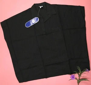 DG2 Diane Gilman Womens Wide Black Blouse Top Size M/L 100% Linen - Picture 1 of 6