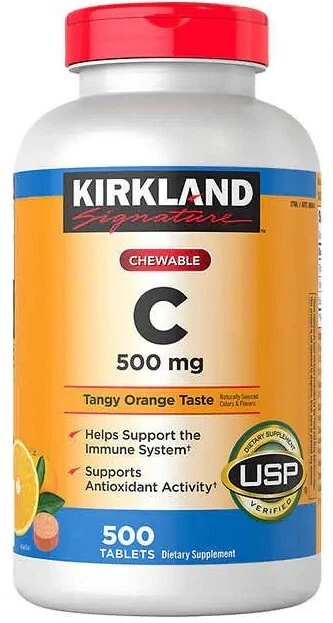 Vitamina C masticable Kirkland Signature 500 mg., 500 comprimidos Foto 1 de 1