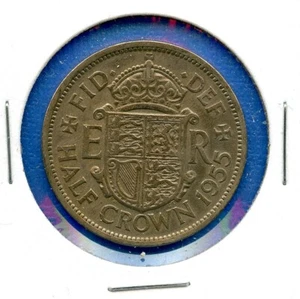 1955 Great Britain United Kingdom Queen Elizabeth 1/2 Half Crown British Coin - Picture 1 of 3