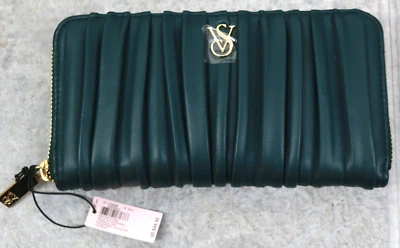 VICTORIAS SECRET TACHONADO V EDREDÓN TARJETERO CARTERA VERDE 8" X 4" Foto 1 de 4