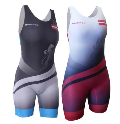 Femminile LETTONIA Wrestling Singlet BERKNER Ringertrikot UWW Representative - Immagine 1 di 4