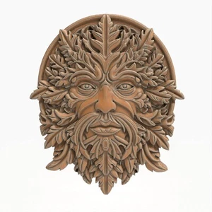 STL File For CNC Router 3D Printer Green Man Greenman Round Garden Wall Plaque - Picture 1 of 7