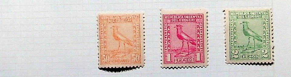 URUGUAY Sc 276-8 LH ISSUE OF 1923 - 3 TOP VALUES FOR BIRD SET. Sc$85 - Image 1 of 1