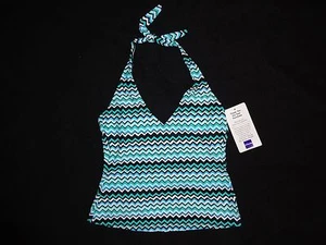 Neu mit Etikett JC Penney Barefoot Miss sportlicher Neckholder-Tankini NUR OBERTEIL Badeanzug DAMEN 8 - Bild 1 von 3