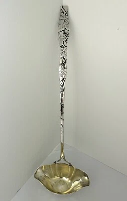 WHITING JAPANESE STYLE AESTHETIC MOVEMENT PUNCH LADLE CAST APPLIED STERLING 14" - Image 1 of 4