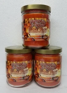 Smoke Odor Exterminator 13 oz Jar Candle, Pumpkin & Spice Set of Three Candles - Picture 1 of 2