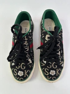 GUCCI Canvas Printed Sneakers Size 37 EU - Picture 1 of 7