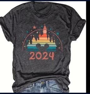 New Large Disney  Mickey Mouse Shirt Rainbow Castle Disney Store Park Vacations - Picture 1 of 1