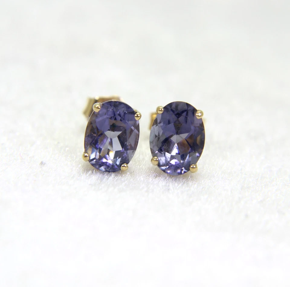 Aretes de cuarzo arándano de oro de 9 quilates Foto 1 de 4