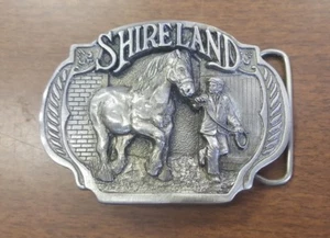 17Bf 1987 Shireland Pewter Belt Buckle Farm Draft Horse Theme Park - Picture 1 of 2