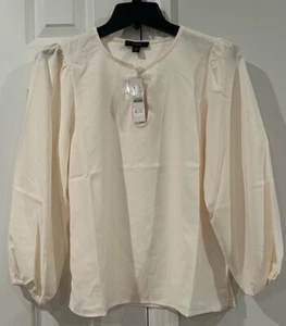 NWT J.Crew Puff Sleeve Satin Back Crepe Top Women’s Small Cream - Picture 1 of 6