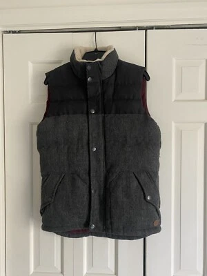 Open London Men's Element Black Gray Tweed Puffy Sherpa Vest Small - Image 1 of 3