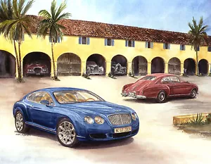 "Continentals" 1958 Bentley and 2004 Continental GT Print LR Daniels LTD ED - Picture 1 of 2