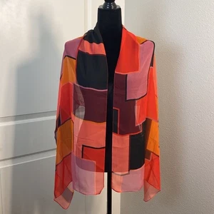 Colorblock Chic Boutique Melon Color-Blocked Chiffon Sheer Neck Scarf Head Wrap - Picture 1 of 7