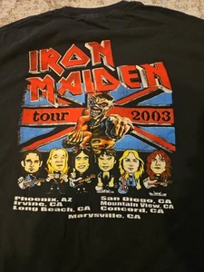 Iron Maiden 2003 West Coast Tour T-Shirt Metal Band  Rock XL 2 Sides. - Picture 1 of 5