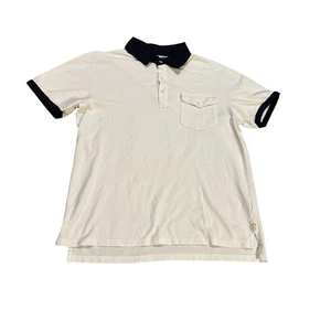 Todd Snyder Polo Shirt White Navy Blue Mens Medium Casual Designer - Picture 1 of 9