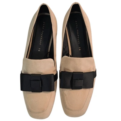 Zara Trafaluc Beige Textil Negro Cinta Lazo TALLA 6 36 NUEVO Foto 1 de 4