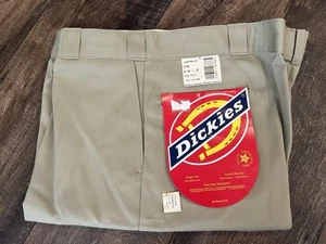 Vintage 90s Dickies PLAIN FRONT TWILL PANTS Khaki Beige Men's Size 44x32 USA - Picture 1 of 5