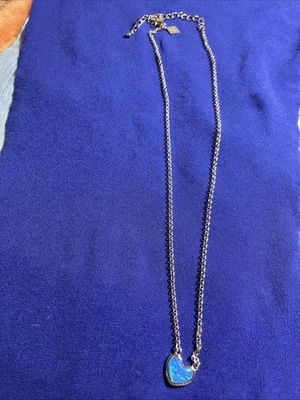 Montana Silversmiths Sparkling Blue Green Heart Pendent Silver Chain WBox Great - Image 1 of 4