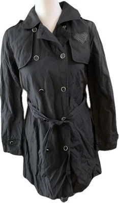 Gabardina Zara Negra Lluvia Niñas 11 12 Linda Corazón Añadido, Falta Manga Botón Foto 1 de 4