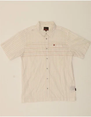 QUIKSILVER Mens Short Sleeve Shirt Medium White Striped Cotton VH09 - Image 1 of 3
