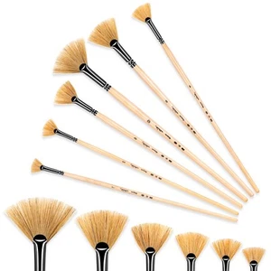 Artist Fan Paint Brush Set of 6, Hog Bristle Natural Hair Anti-Shedding Brush... - Picture 1 of 7