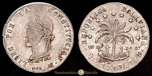 República de Bolivia 8 Soles (20,36g) 1863 Potosí Ensayador F·P KM-138.6 VF - Picture 1 of 3