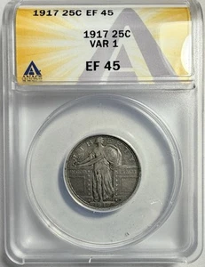 1917-P Type 1 Standing Liberty Quarter - ANACS EF 45 - Free Shipping!!! - Bild 1 von 4