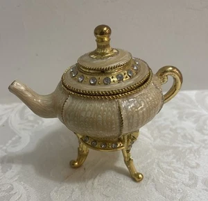Collette et Cie Enamel Over Metal Champagne Music Box with Rhinestones. A-16 - Picture 1 of 10
