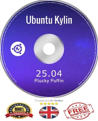 Ubuntu Kylin 25.04 LTS 64bit Live Bootable DVD DL Rom Linux Operating System UK - Image 1 of 2