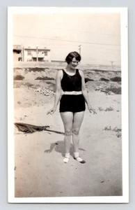 Found - Woman  Id'd  Estelle Green Beach Bathing Suit Original Photograph c1928 - Picture 1 of 2