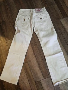 TRUE RELIGION WORLD TOUR BILLY SUPER T WHITE STITCH UNISEX JEANS SIZE 30/33 - Picture 1 of 5