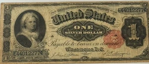 1891 $1 Silver Certificate Red Label Martha Washington VF Act Of 1886 Note - Picture 1 of 4