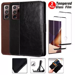 For Samsung Galaxy Note20 Ultra Flip Wallet Leather Case Cover / Tempered Glass - Picture 1 of 32