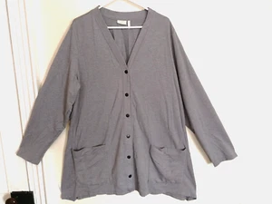 LOGO Lori Goldstein Damen Strickjacke 2X Plus grau Bluse Knopfleiste Tunika Taschen - Bild 1 von 5