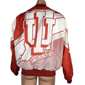 VTG 90s Indiana Hoosiers Fanimation Chalk Line Bomber Satin Jacket Sz XL - Picture 1 of 8
