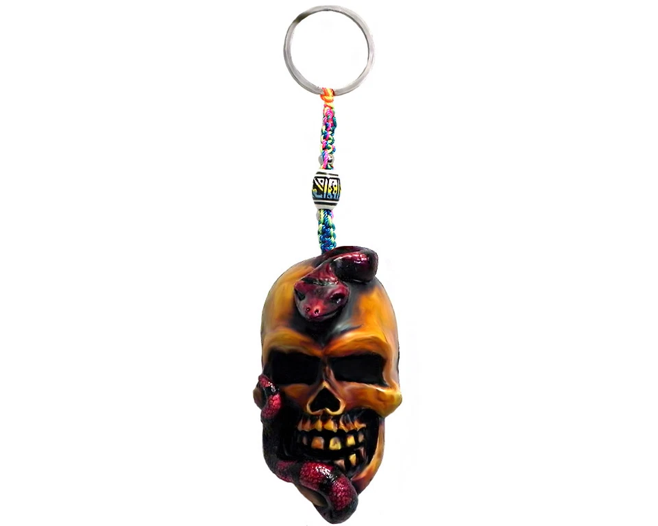 Skull Snake Handmade 3D Keychain Macrame Metal Keyring Car Bag Accessory - Image 1 of 1