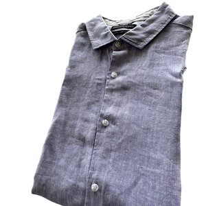 Saks Fifth Avenue Linen Shirt Mens XXL Purple Long Sleeve Classic Fit - Picture 1 of 8