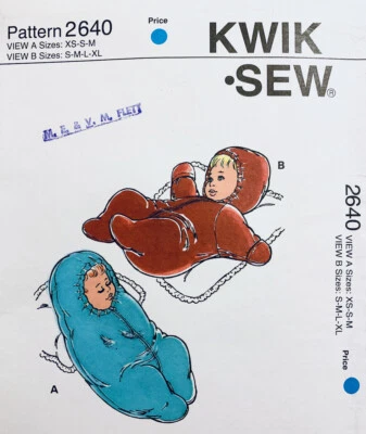Kwik Sew Pattern 2640 | Baby Bunting & Sleepsuit | Infant Sizes XS - XL | UNCUT - Image 1 of 2