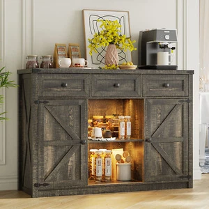 Sideboard Buffet Cabinet with Light, Large Storage Cabinet with Charging station - Picture 1 of 17