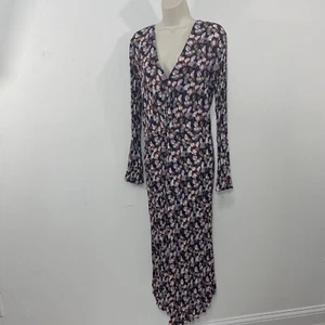 Vince Micro Painted Floral Long Midi Twist Drape Dress Esme Size 16 Pleated NWT - Picture 1 of 12